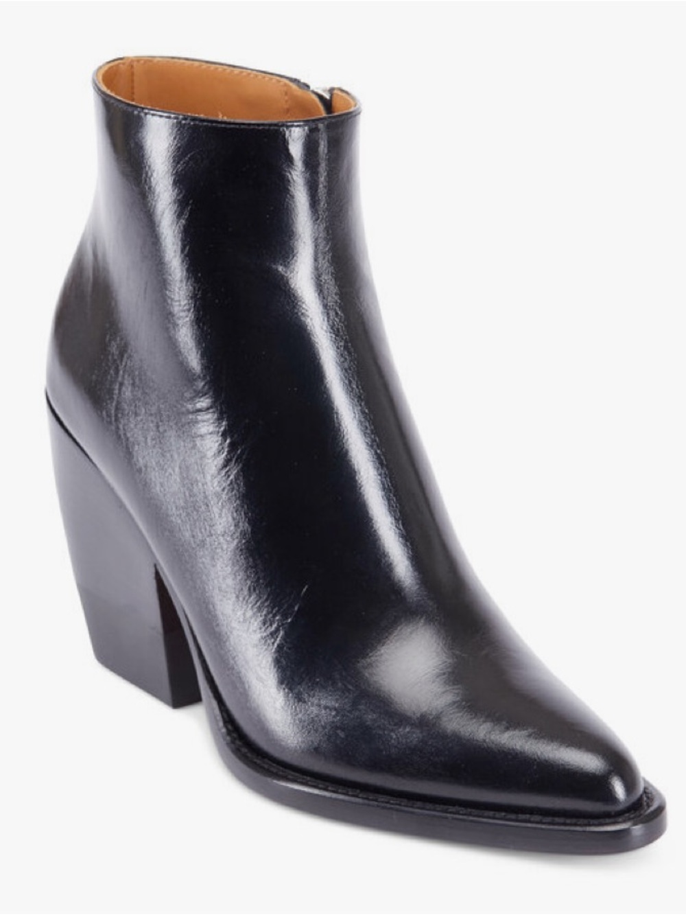 Chloé Black Leather Ankle Booties with Silver Zipper Rylee Boot 90 mm